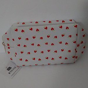 Bienali  Cosmetic Bag Canvas White Red Green Print Zip